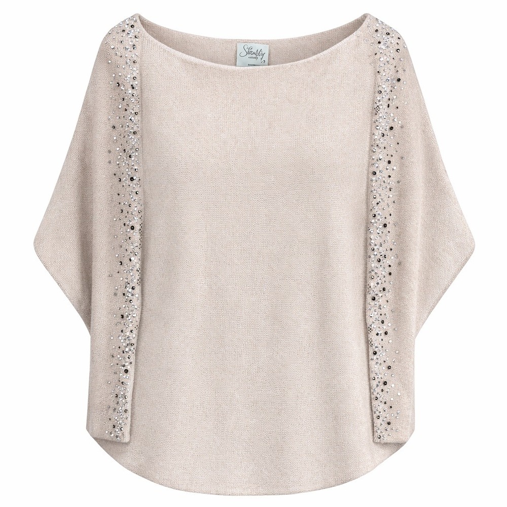 Sincerely Maternity XL Woman Beige Batwing Rhinestone Sweater Poncho Top